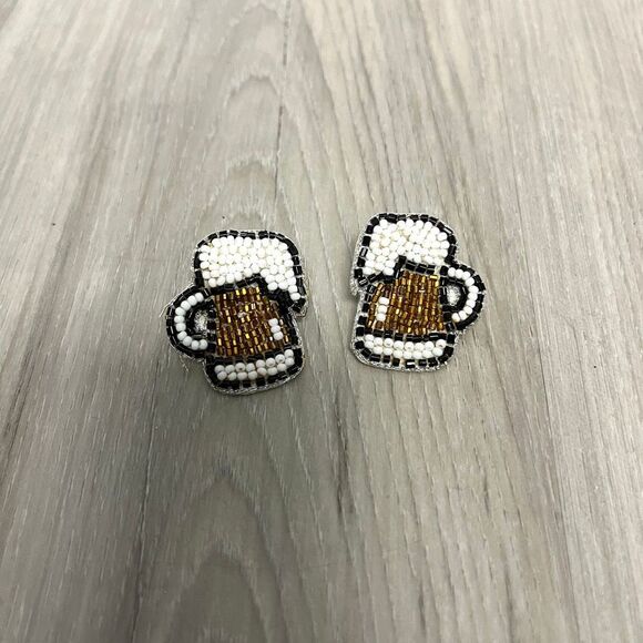 No Brand Jewelry - Beer Stein Glass Beaded Statement Earrings